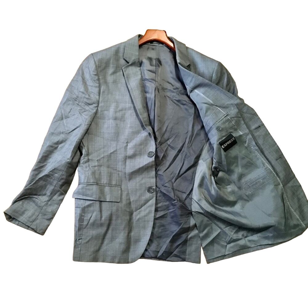 Classic Solid Gray Wool-Blend Suit Jacket - image 6